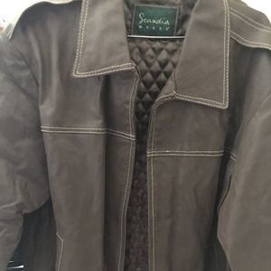 NWOT Scandia Woods Mens Brown Leather Coat Sz XL